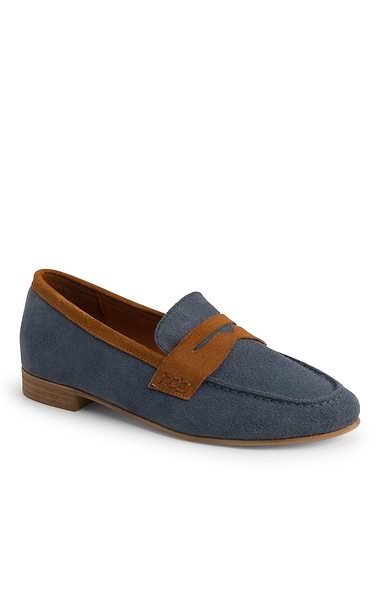 Ladies House Of Bruar Suede Contrast Penny Loafer