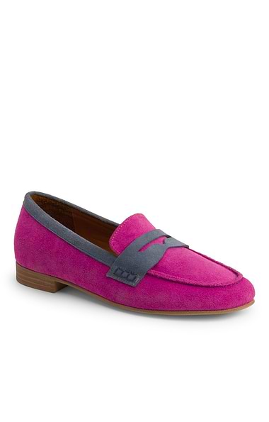 Ladies House Of Bruar Suede Contrast Penny Loafer