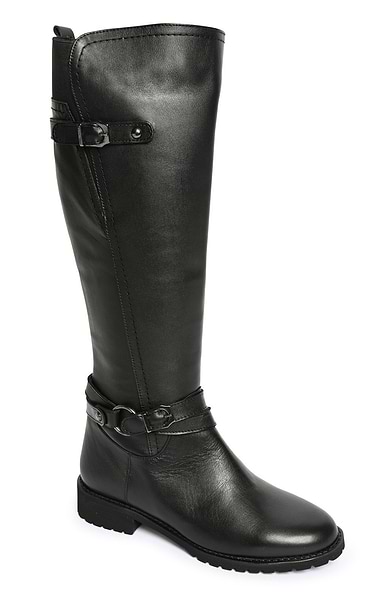 Ladies Tall Leather Boots with Slouch Ankle Strap