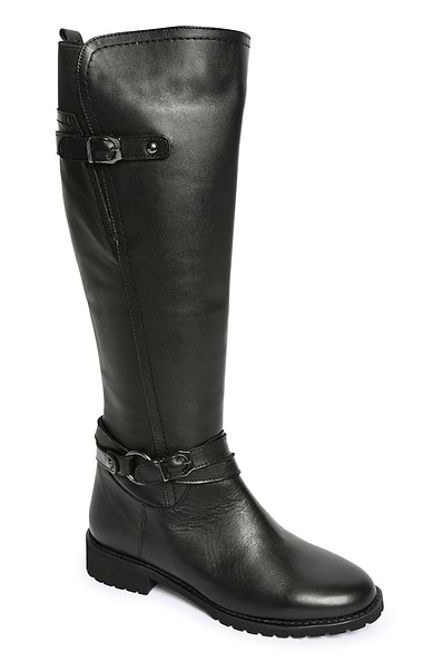 Ladies Tall Leather Boots with Slouch Ankle Strap