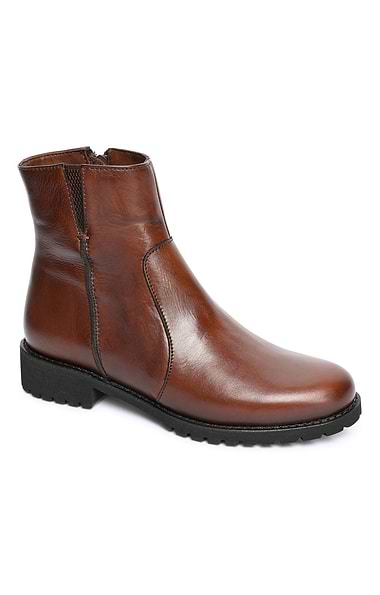 Ladies Leather Side Zip Ankle Boots
