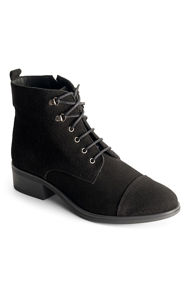 Ladies Suede Lace-Up Ankle Boots