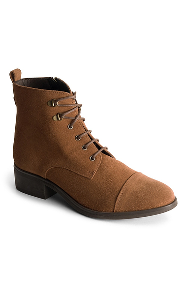 Ladies Suede Lace-Up Ankle Boots