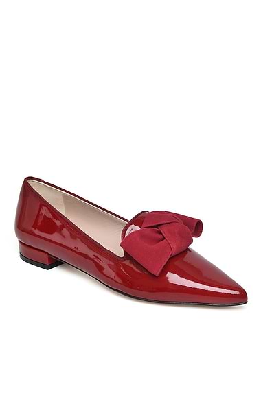 Ladies Patent Suede Bow Slipper