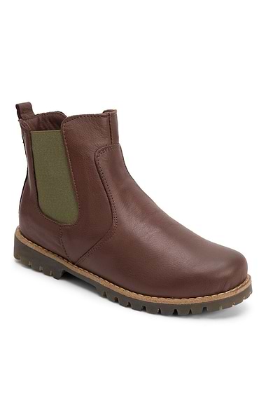 Ladies Contrast Leather Chelsea Boots