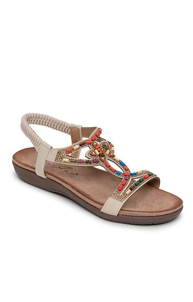 Ladies Beaded Elasticated Back Sandal