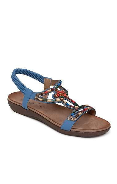 Ladies Beaded Elasticated Back Sandal