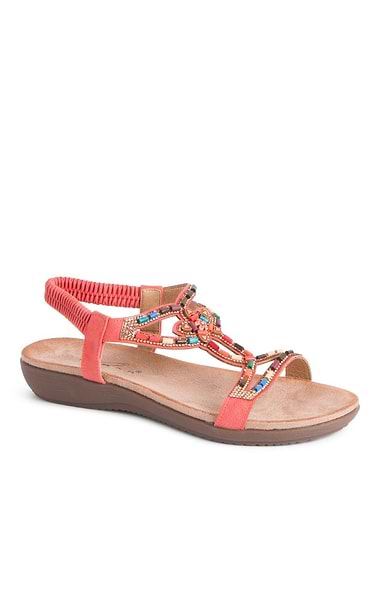 Ladies Beaded Elasticated Back Sandal
