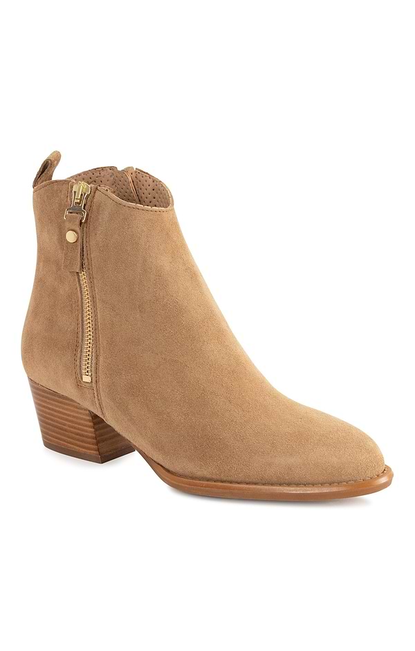 Ladies Alpe Suede Side Zip Western Ankle Boots