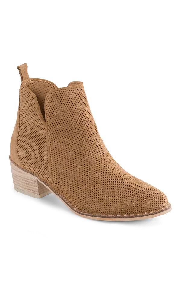 Ladies Alpe Suede Cut Out Western Ankle Boots