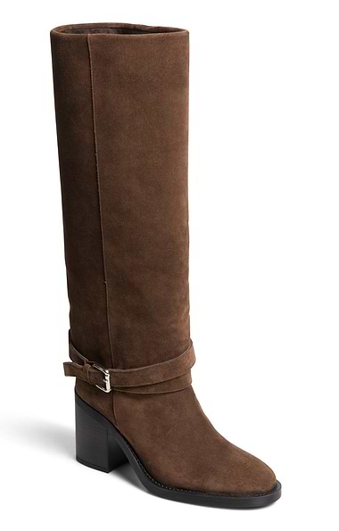 Ladies Wide Buckle Suede Boots