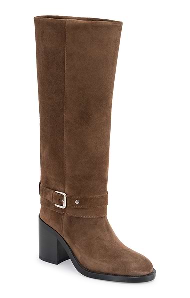 Ladies Wide Buckle Suede Boots