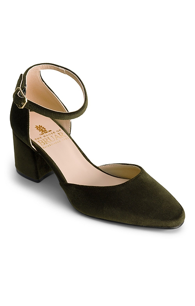 Ladies House of Bruar Velvet Block Heel Shoes