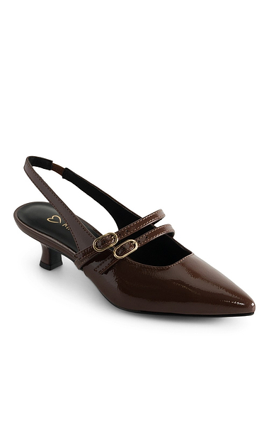 Ladies Marco Tozzi Patent Kitten Heel Slingback