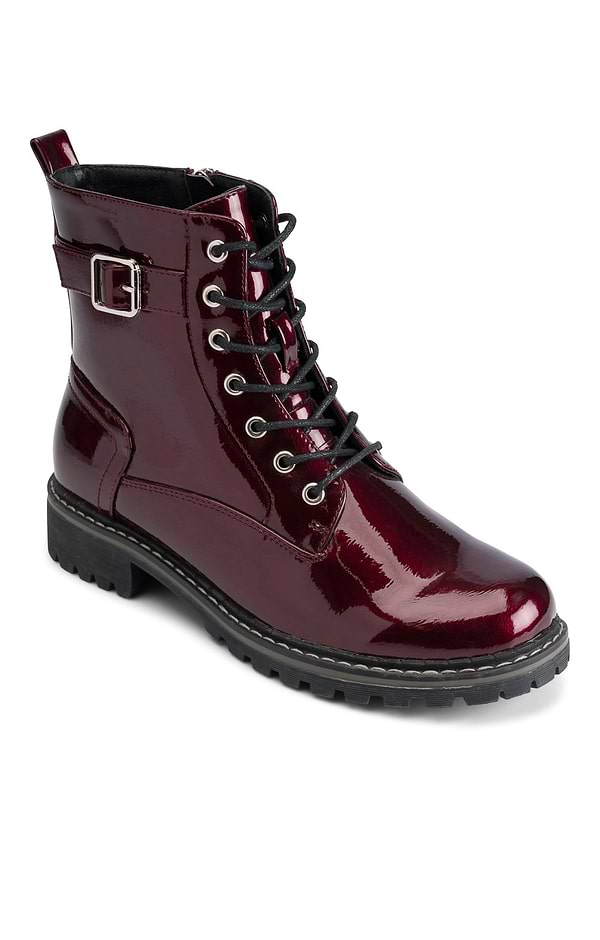 Ladies Patent Lace Up Boots