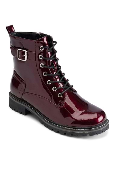 Ladies Patent Lace Up Boots