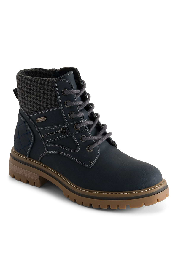 Ladies Waterproof Check Trim Walking Boots