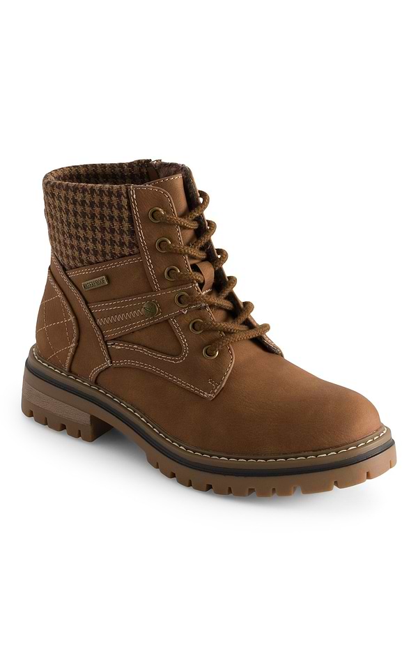 Ladies Waterproof Check Trim Walking Boots