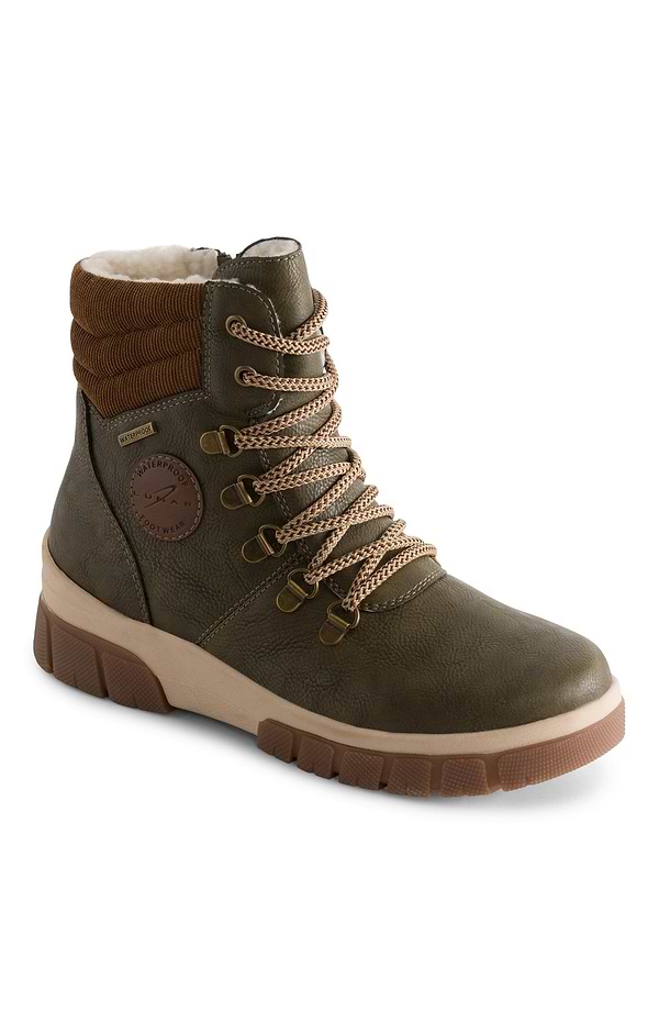 Ladies Waterproof Corduroy Trim Walking Boots