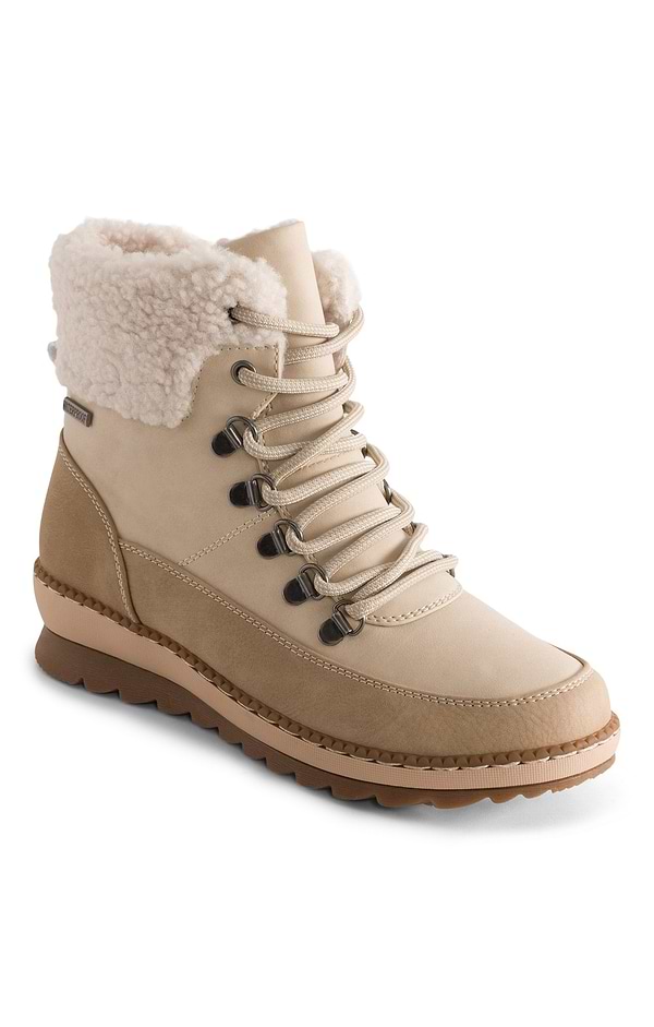 Ladies Waterproof Borg Trim Walking Boots