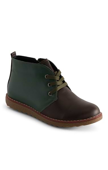 Ladies Two Tone Leather Desert Boots