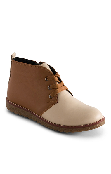 Ladies Two Tone Leather Desert Boots