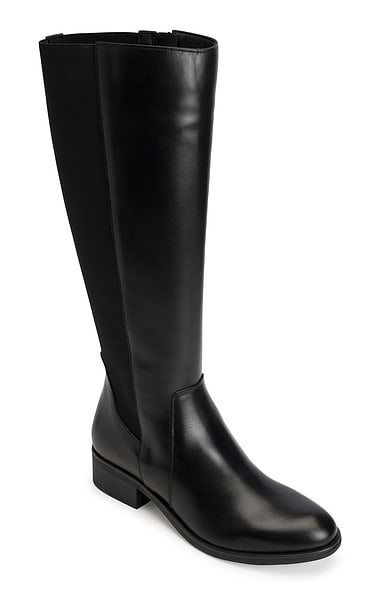 Ladies Elastic Back Leather Long Boots