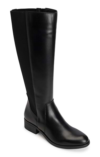 Ladies Elastic Back Leather Long Boots