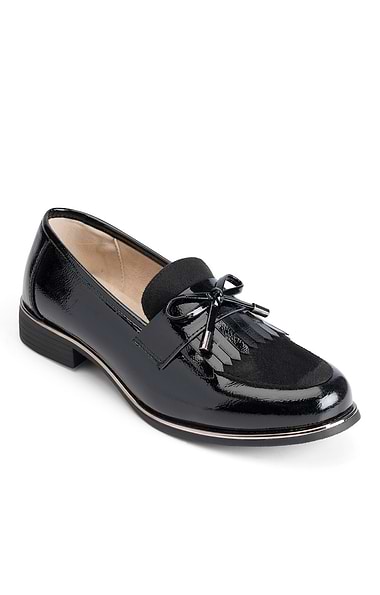 Ladies Leopard Patent Penny Loafer