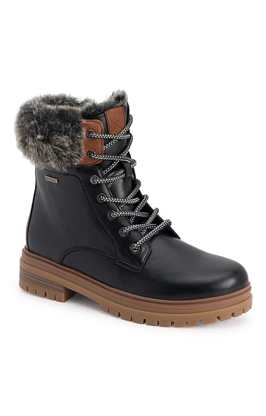 Ladies Waterproof Faux Fur Lace Up Boots