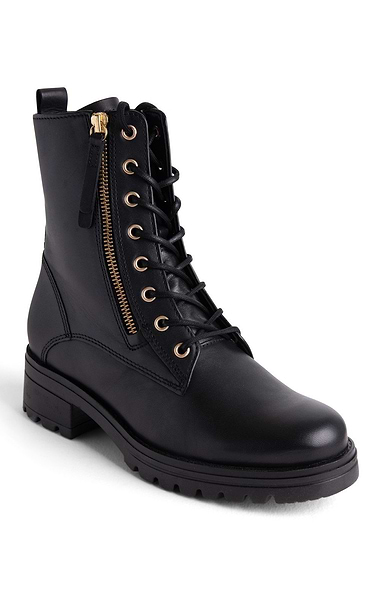 Ladies Track Sole Zip/Lace Boots