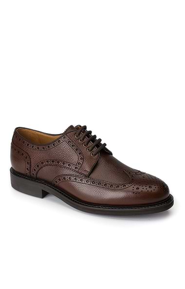 Men's Pebble Grain Leather Goodyear Welted Brogue Shoes