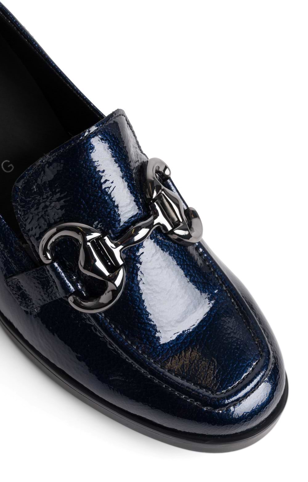 Ladies Gabor Dear Medium Heel Patent Loafers, Blue - House