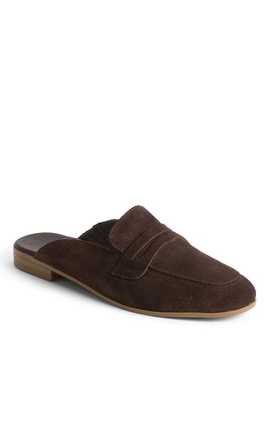 Ladies Slip On Suede Penny Mules