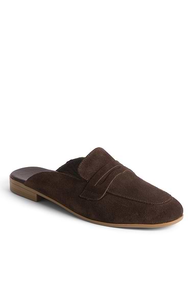 Ladies Slip On Suede Penny Mules