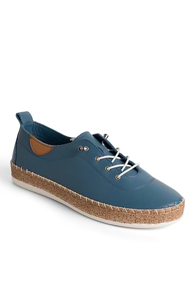 Ladies Evie Leather Espadrille Sole Sneakers