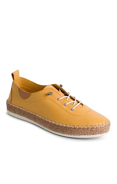 Ladies Evie Leather Espadrille Sole Sneakers