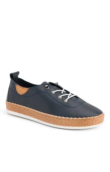 Ladies Evie Leather Espadrille Sole Sneakers