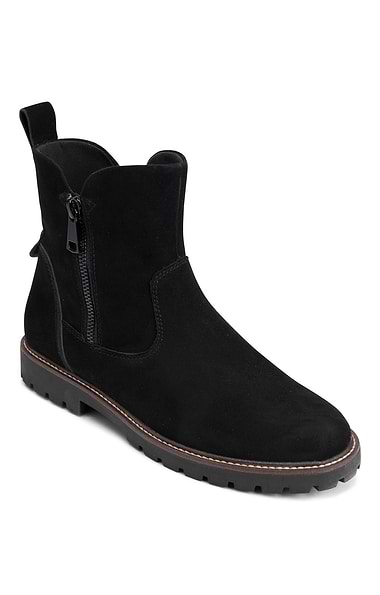 Ladies Suede Chunky Sole Ankle Boot