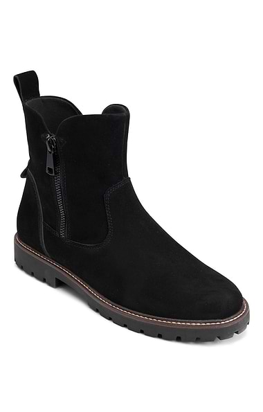Ladies Suede Chunky Sole Ankle Boot