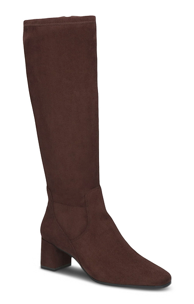 Ladies Mid Heel Long Stretch Boots