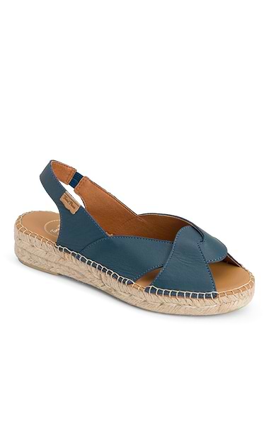 Ladies Toni Pons Cross Front Leather Espadrilles