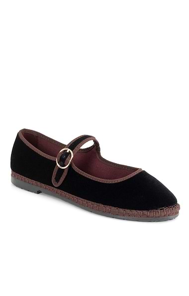 Ladies Flabelus Velvet Mary Jane Shoes