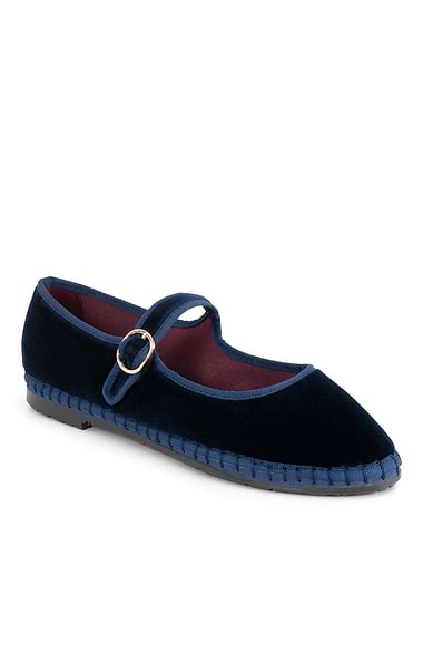 Ladies Flabelus Velvet Mary Jane Shoes