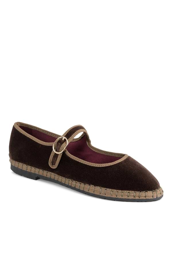 Ladies Flabelus Velvet Mary Jane Shoes