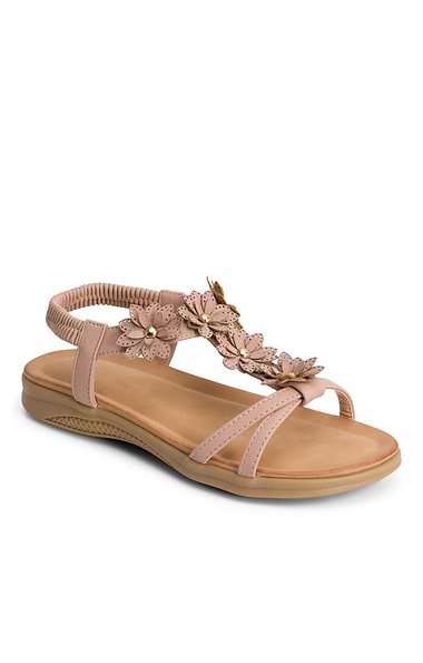 Ladies Elastic Back Floral Sandal