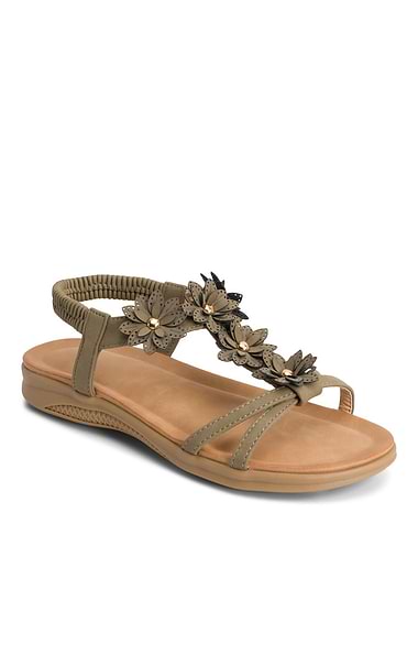 Ladies Elastic Back Floral Sandal
