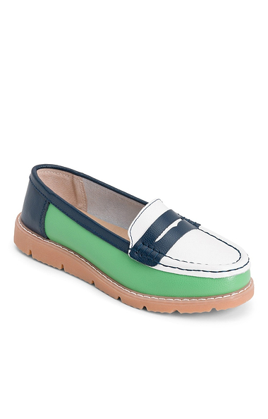 Ladies Tri Colour Chunky Sole Penny Loafer