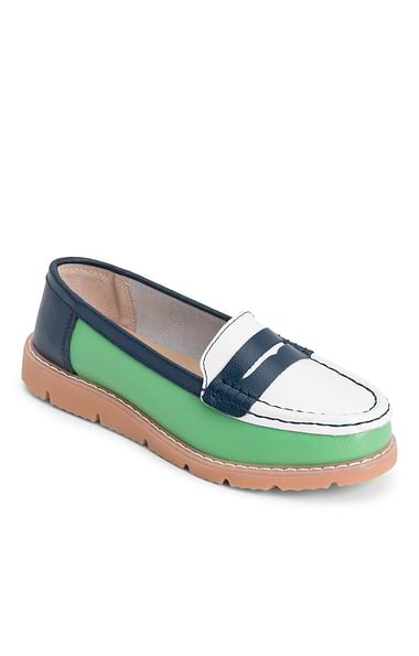 Ladies Tri Colour Chunky Sole Penny Loafer