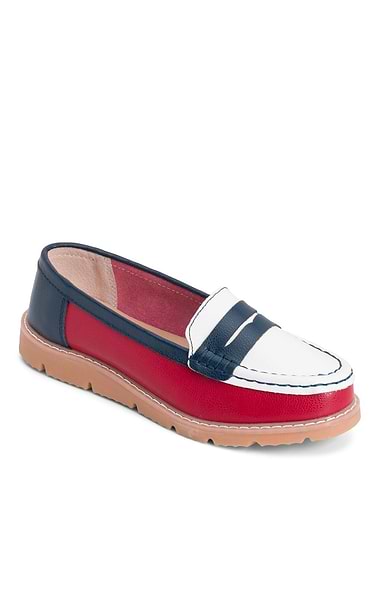 Ladies Tri Colour Chunky Sole Penny Loafer